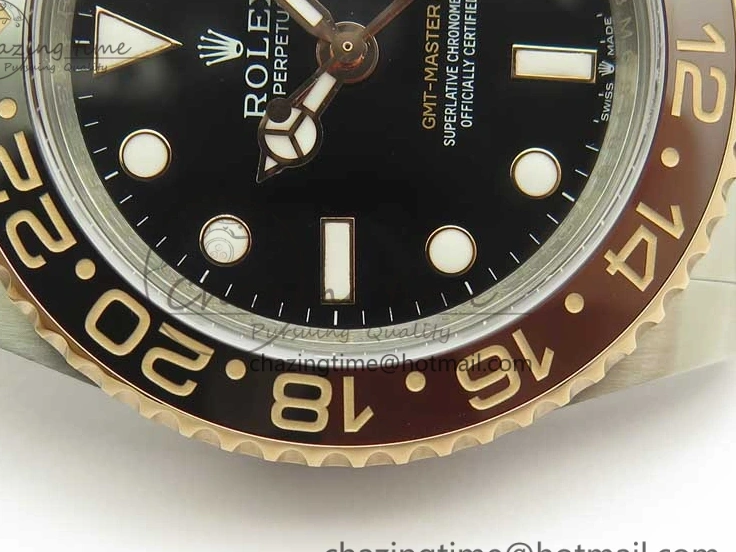MiroTime 0518 AllSeason GMT-Master II 126711CHNR Black Brown Ceramic Bezel 904L SS RG GMF Best Edition Black Dial on 904L SS RG Bracelet A 3409